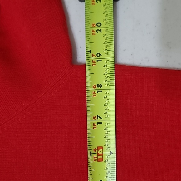 Ruby Rd Vibrant Red Knit Top with Sequins & Beaded Neckline & Cuffs size XL - Picture 7 of 8